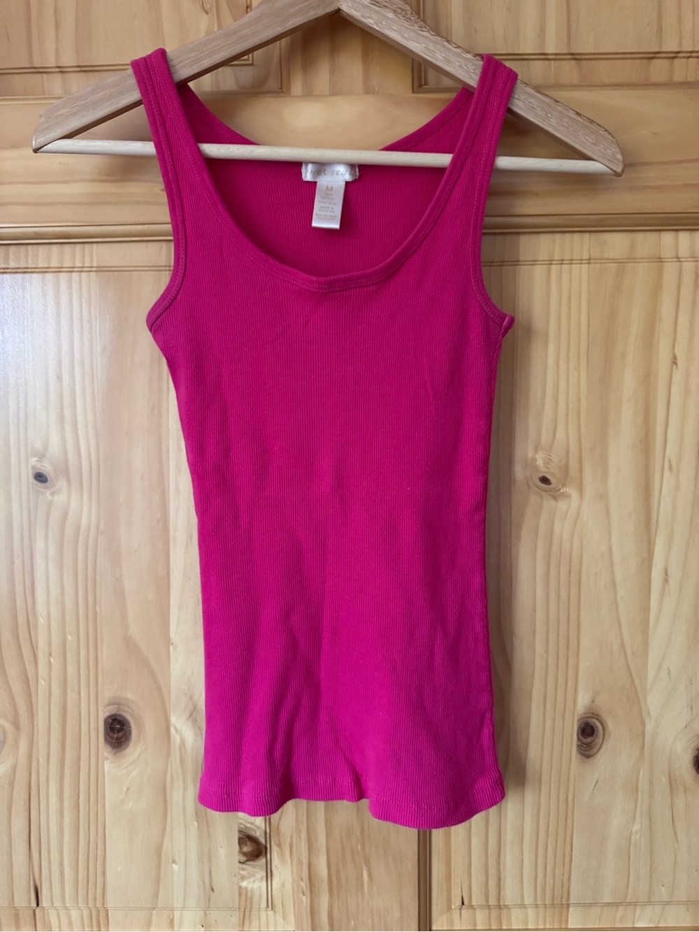 Vintage Wet Seal Ribbed Knit Slim Tank Top in Hot Pink size medium
